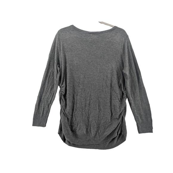 Ingrid & Isabel Maternity Sweater L Gray Side Shirring Lightweight Long Sleeves - Picture 2 of 9